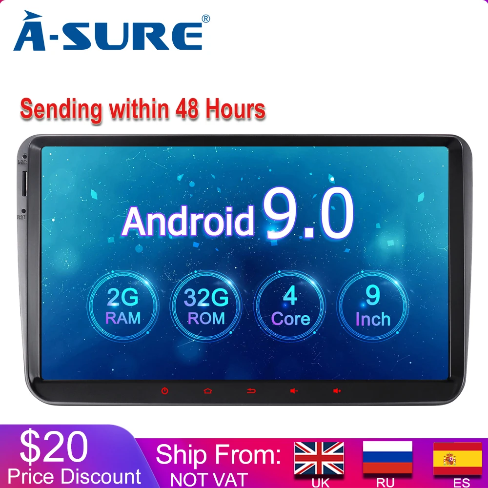 A-Sure 2 Din Android 9,0 Автомагнитола gps Navi для Volkswagen VW Passat b6 Tiguan Polo Golf 5 6 Caddy Transporter T5 Touran Skoda
