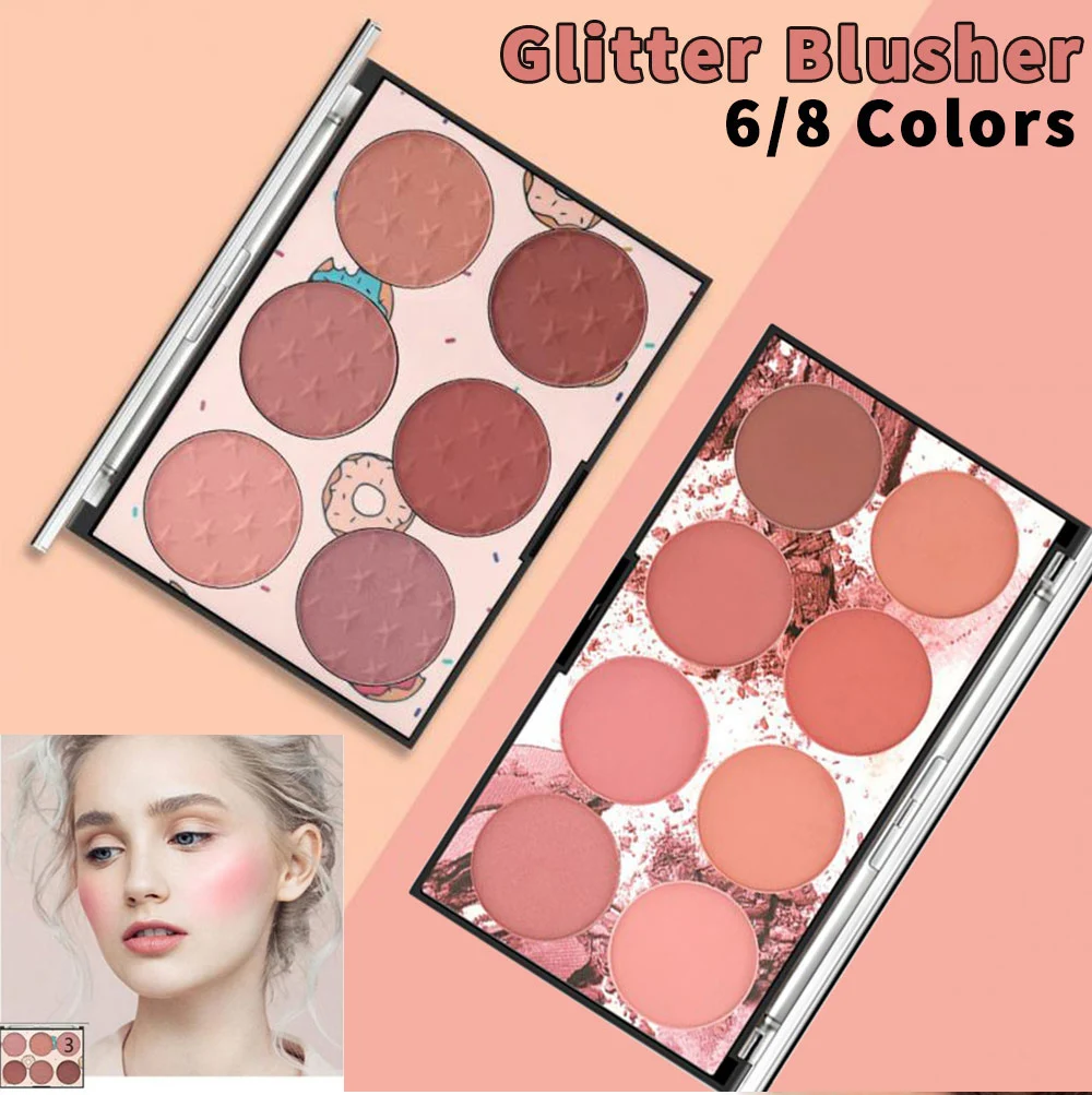 

6/8 Colors Blush Palette Lasting Mineral Pigment Blusher Powder Bronzer Cosmetics Contour Shadow Face Modification Makeup TSLM1