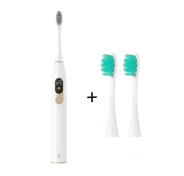 add brush head x2 Xiaomi Mijia Smart Sonic электрическая зубная щетка bluetooth 4,0 умная цветная отбеливающая резинка для сенсорного экрана для домашнего использования - Цвет: add brush head x2