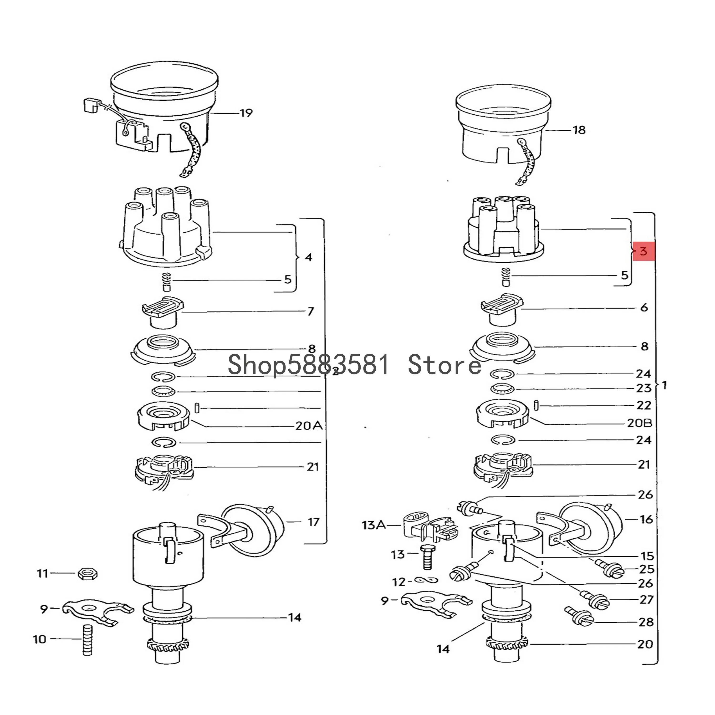 Автомобильная распределительная головка зажигания Vol ksw age nau diS kod aSe atS cir occ oGo lfR abb