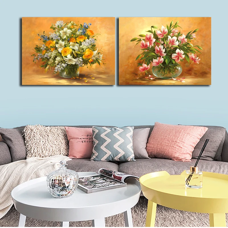 Плакат с желтыми цветами Картина на холсте принтом настенная живопись для