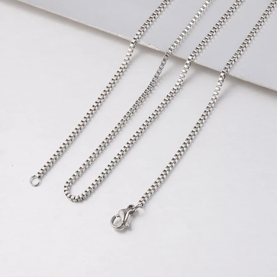 

100% Stainless Steel Box Chain Necklace For Jewelry Making Metal Box Chain Choker Wholesale 10pcs