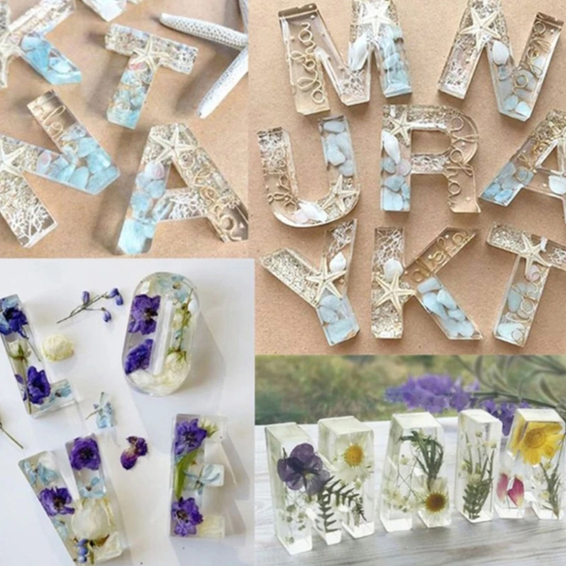 

1 Set Crystal Epoxy Resin Mold Alphabet Letters Numbers Pendants Silicone Mould