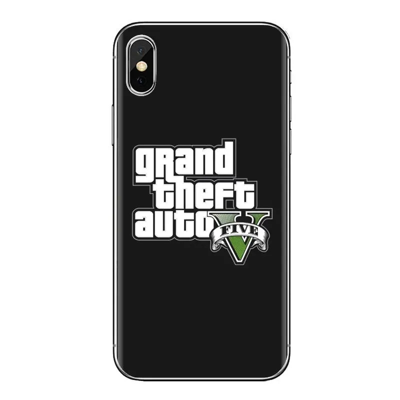 Для iPhone XS Max XR X 4 4s 5 5S 5C SE 6 6S 7 8 Plus samsung Galaxy J1 J3 J5 J7 A3 A5 Grand Theft Auto GTA логотип мягкий Чехол