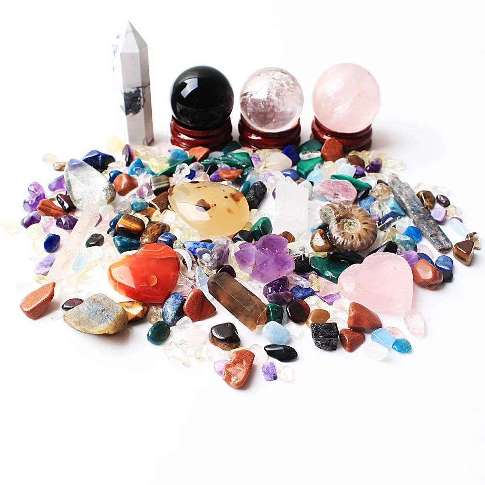 Набор Натуральных креативных кварцевых смешанных кристаллов, шар с обелиском, сферические камни, рейки, гравий, минеральные образцы, лечебн... от AliExpress WW