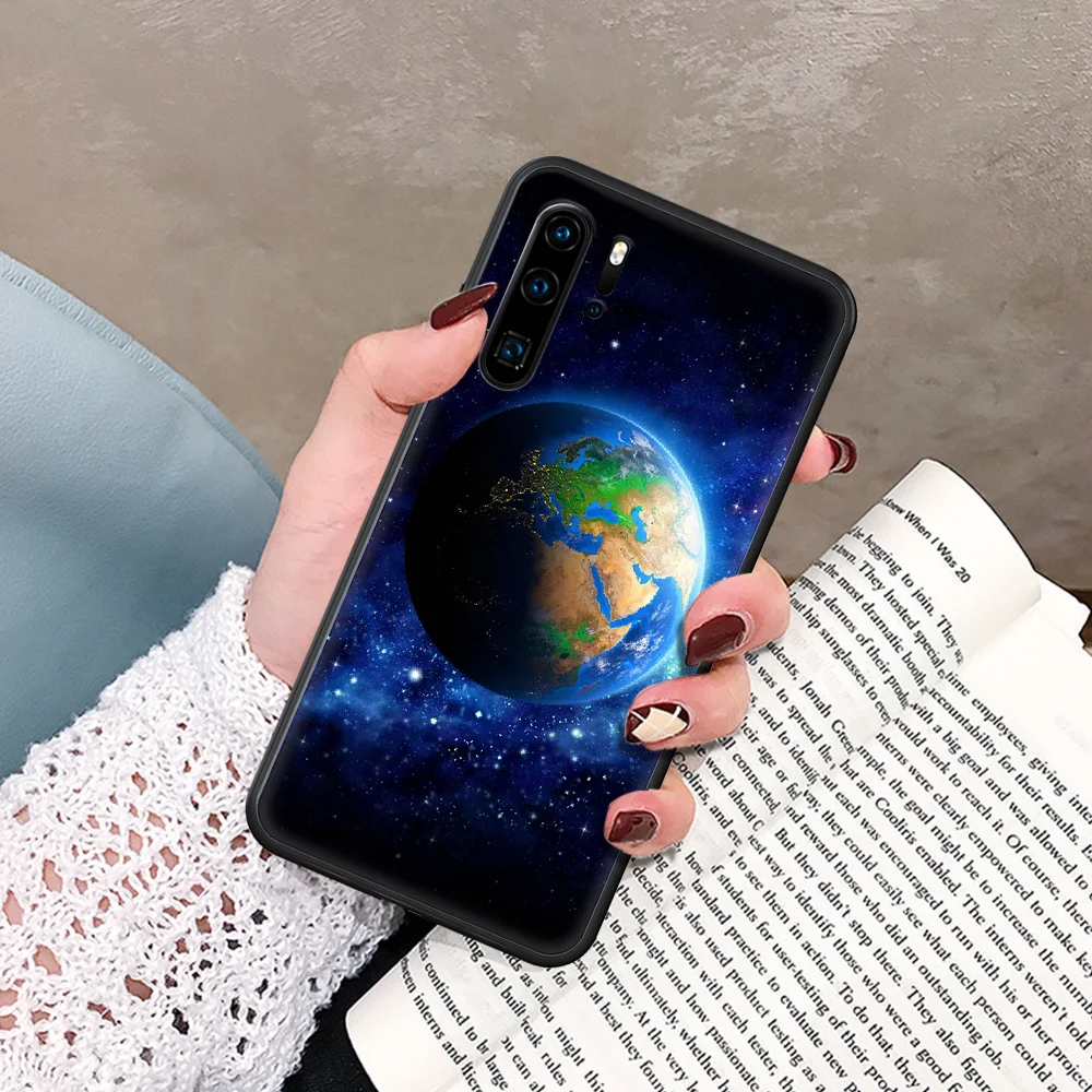 

Space Solar System Planets Earth Mars Phone Case For Huawei P Mate Smart 10 20 30 40 Lite Z 2019 Pro black Back Painting Shell