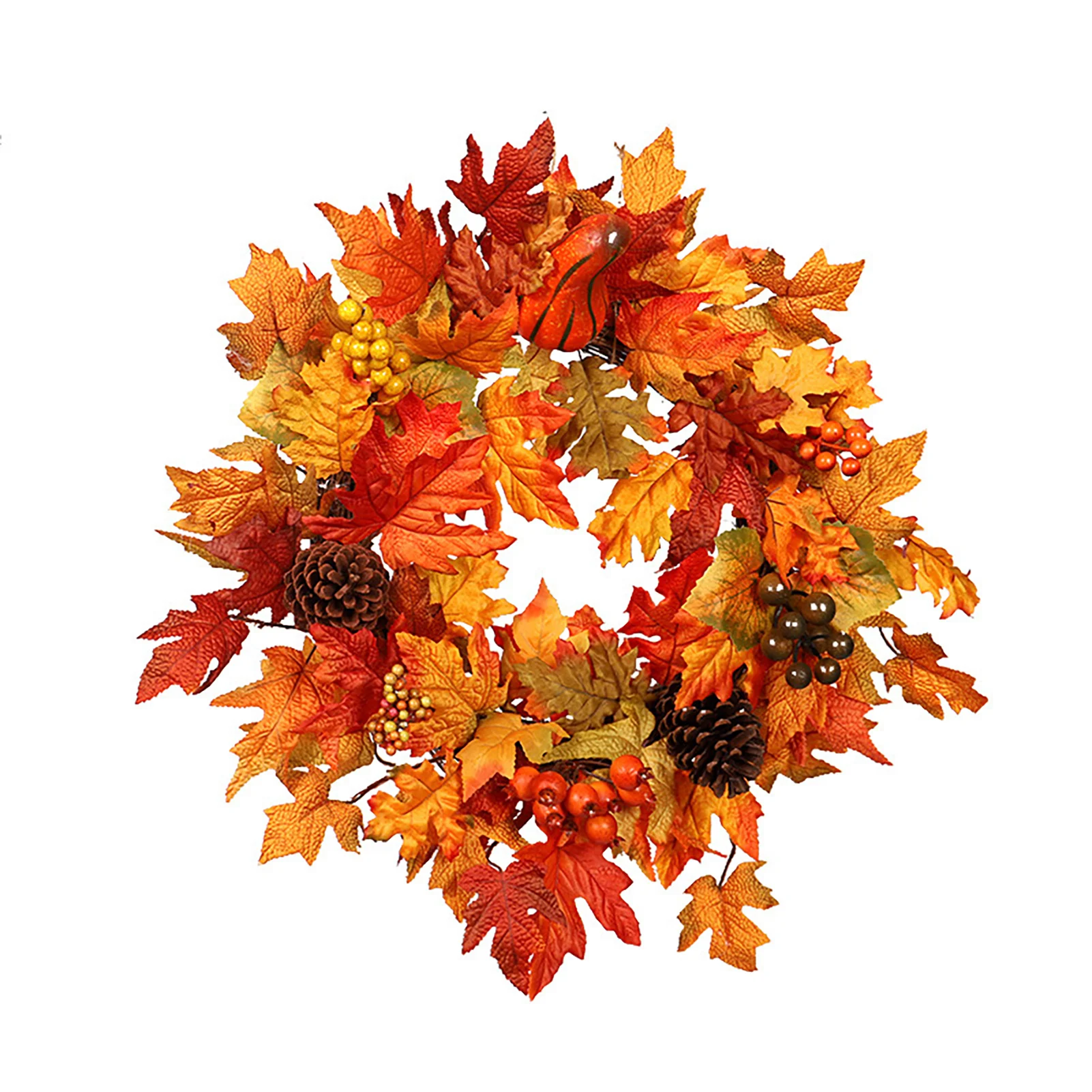 

Autum Maple Leaf Wreath Handmade Berry Maple Pumpkin Wreath Door Hanger Decor Family Friend Thanksgiving Day Gift Pretty