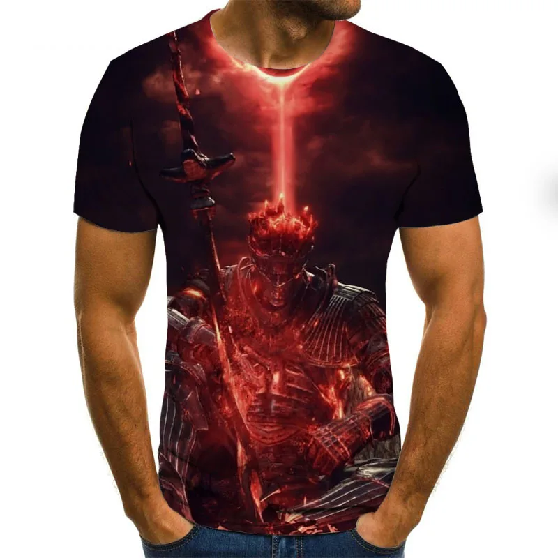 Мужская футболка с коротким рукавом Ghost Rider модная летняя 3D синим принтом топы Fire