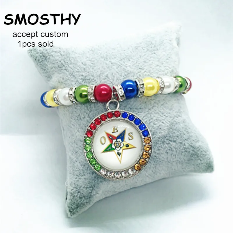 Эластичный жемчужный разноцветный браслет с кристаллами 28 мм OGL157 1 шт. продажа |