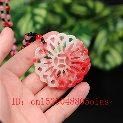 Ожерелье из натурального красного и белого нефрита подвеска в форме мельницы