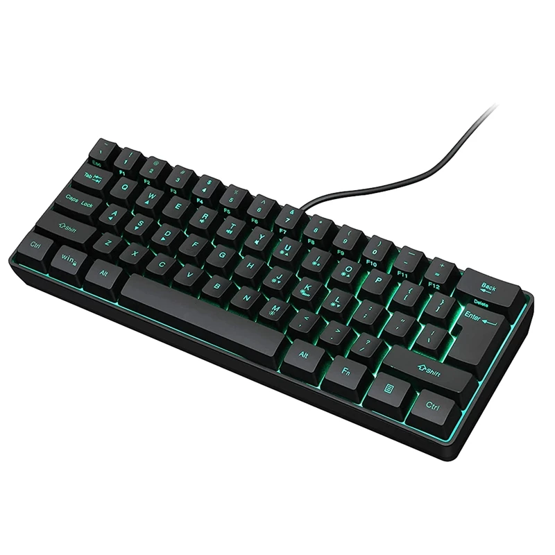 

Игровая клавиатура, 61 клавиши, многоцветная RGB подсветка, светодиодная подсветка, проводная игровая клавиатура, Водонепроницаемая мини-кла...