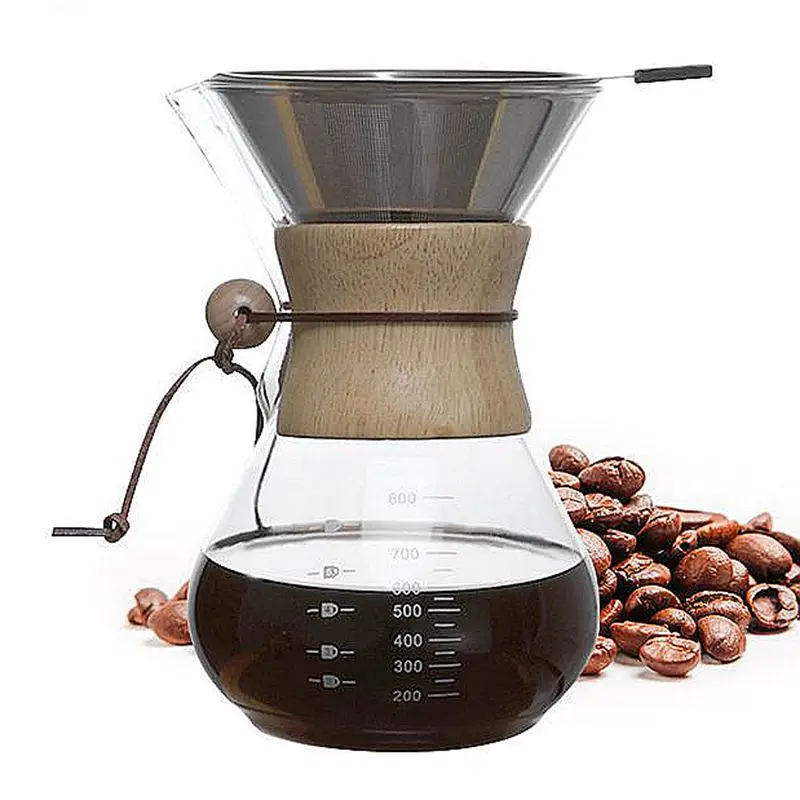 V60 классический стеклянный горшок бумажные фильтры 3 чашки/6 чашек 304 из