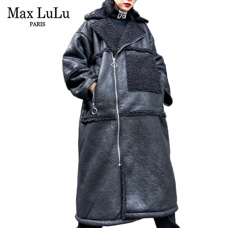 Max LuLu зимняя одежда Роскошные корейские женские панк уличные Теплые Куртки из