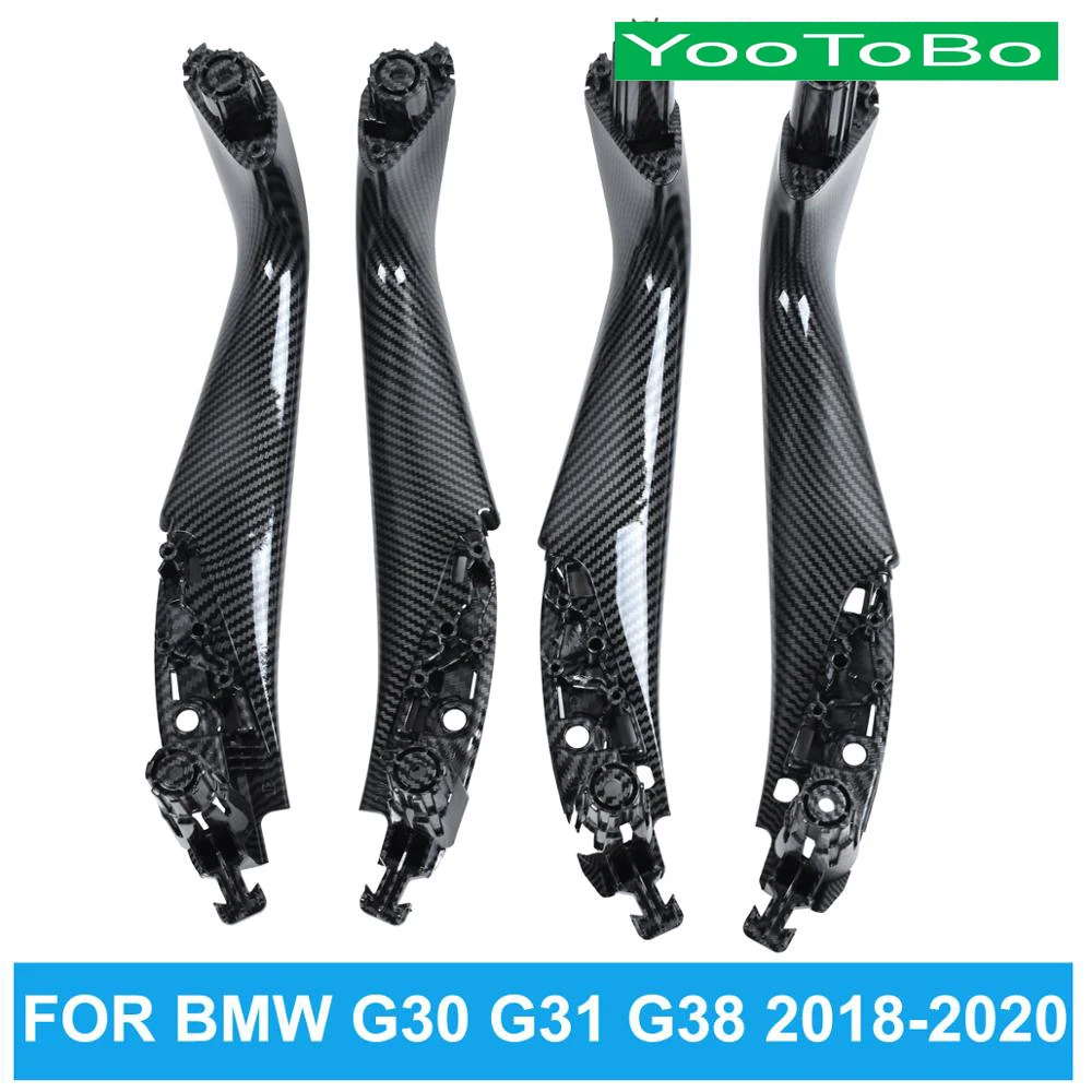 Carbon Fiber Car Front Rear Left Right Interior Door Pull Handle G30 G31 G38 Trim Cover Panel For BMW F90 5-series 525 528 530 Carbon Fiber Car Front Rear Left Right Interior Door Pull Handle G30 G31 G38 Trim Cover Panel For BMW F90 5-series 525 528 530