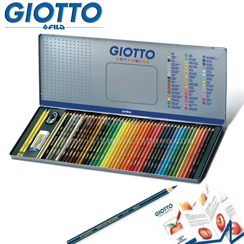 

GIOTTO,HB Italy 46-color Iron Boxed Color Pencil 50 Pieces of High-end Gift Boxed Drawing Color Lead Drawing Pencil Set
