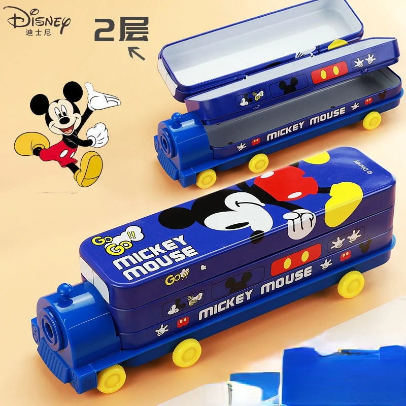 

Disney Mickey Mouse Minnie Children's Stationery Box Men's and Women's Multifunctional Pencil Box Double-layer Train Model