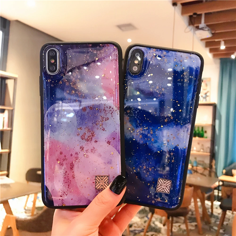 Мраморный чехол для телефона с золотой фольгой для iPhone 11 Pro XS Max XR X 7 8 6 6s Plus, мягкий силиконовый чехол с блестками для iPhone X