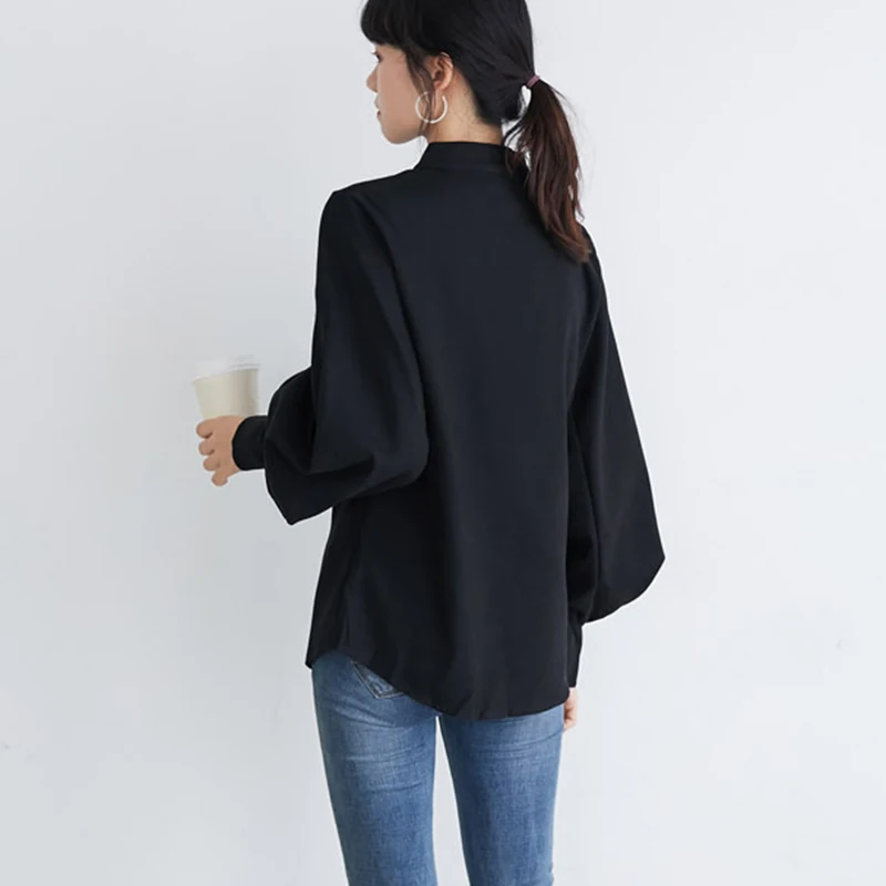 Женская однобортная блузка YBYR белая винтажная рубашка с воротником-стойкой и