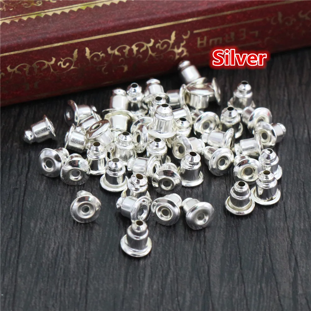 200pcs High Quality bullet Earring Backs Classic 8 Colors Plated Metal Back Plug Settings Base Ear Studs | Украшения и аксессуары