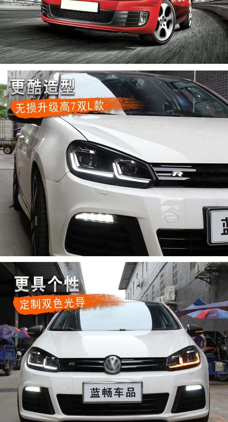 DY_L автомобильный Стайлинг для v w Golf 6 2009-2013 светодиодный фонарь для MK6 Golf 6 Головной фонарь светодиодный DRL биксеноновый светодиодный динамический сигнал поворота