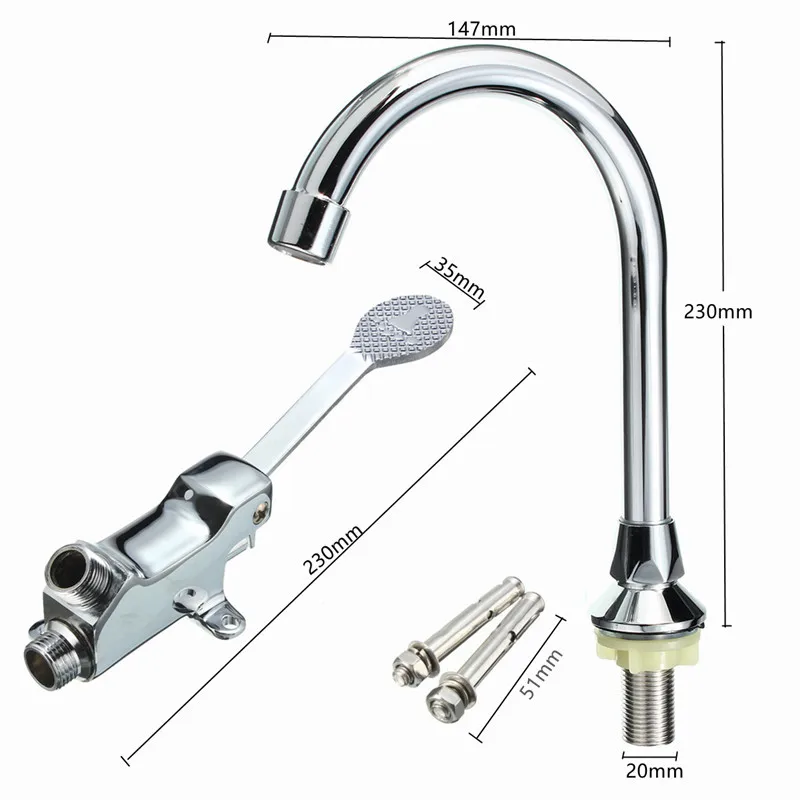 

Foot Pedal Faucet Copper Bathroom Basin Sink Faucet Hospital Hostel Laboratory Public Places Water Tap