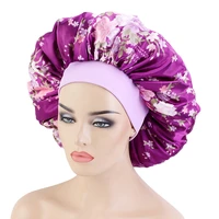fashion women soft satin bonnet elastic wide band night sleep hat chemo caps hair loss cover head wrap beauty hair accessories