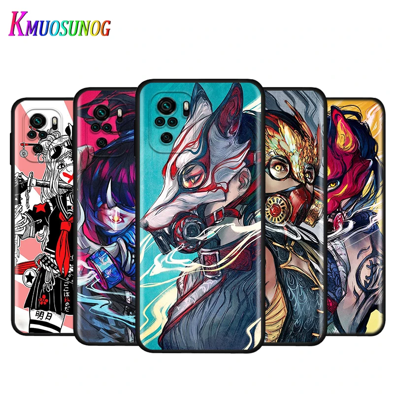 

Silicone Cover Anime girl samurai For Xiaomi Redmi Note 10 10S 9T 9S 9 8T 8 7 7S 6 5A 5 4 4X 5G Pro Max Phone Case