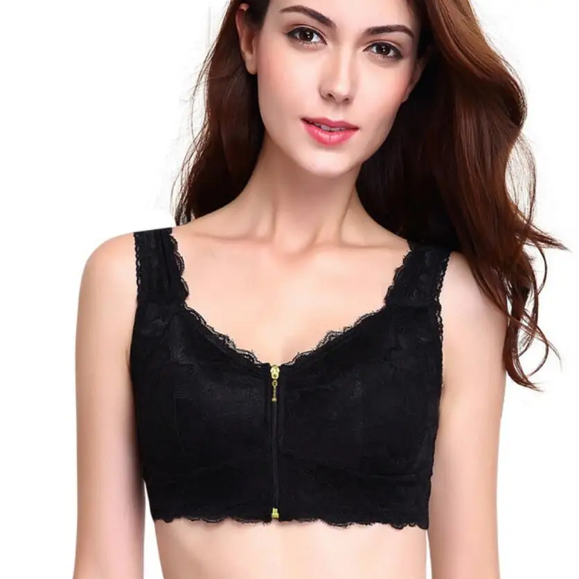 Бюстгальтер для мастэктомии 3XL с красной молнией спереди и силиконовым протезом