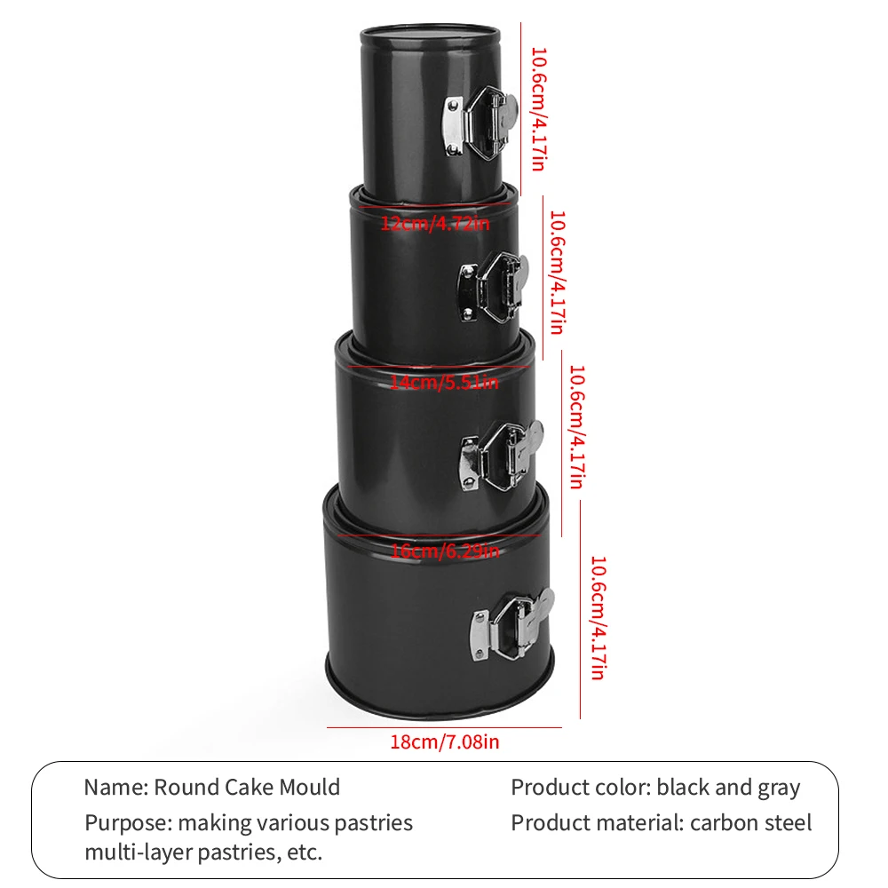 

4pcs/Set Non-Stick Springform Cake Mold Stainless Steel Cake Pan Pastry Bread Baking Pan Kitchen Gadget Sets Baking Cake Pan