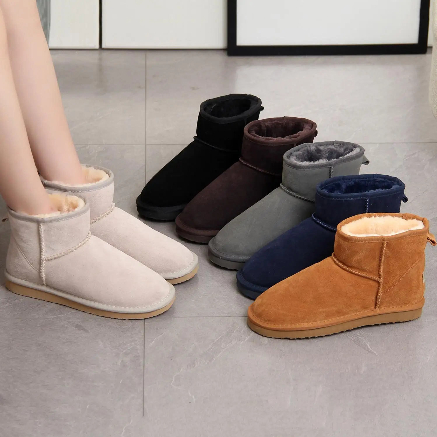 Модные зимние сапоги HABUCKN из натуральной кожи женские высококачественные