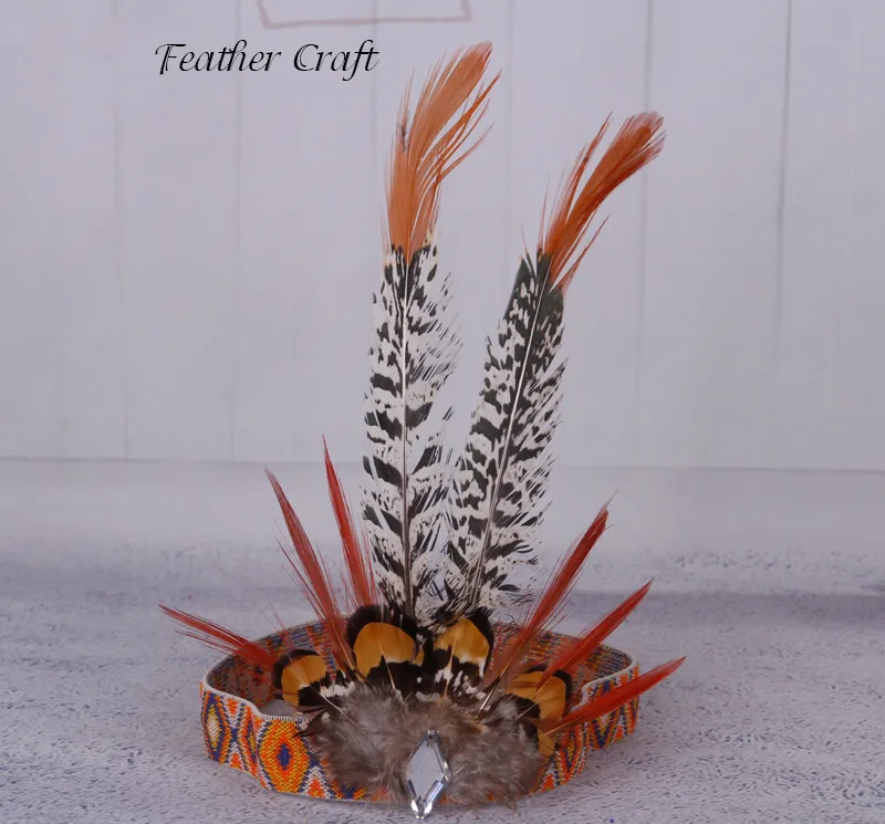 Indian Feather Headband Pheasant Hair Decorated African Emirates Hat Catwalk Show Performance Props Feather Headcraft Headdress