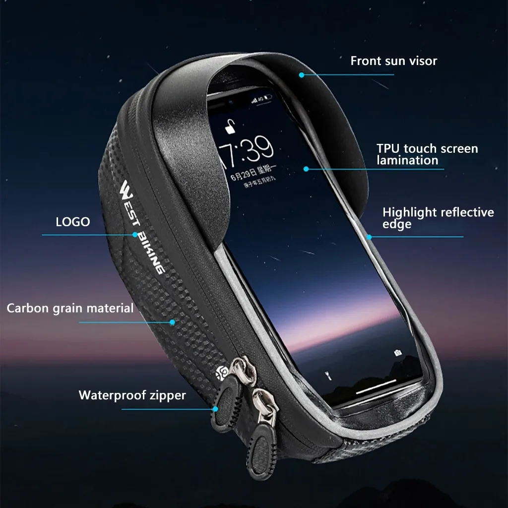 Велосипедная сумка для сенсорного экрана велосипеда водонепроницаемая хранения