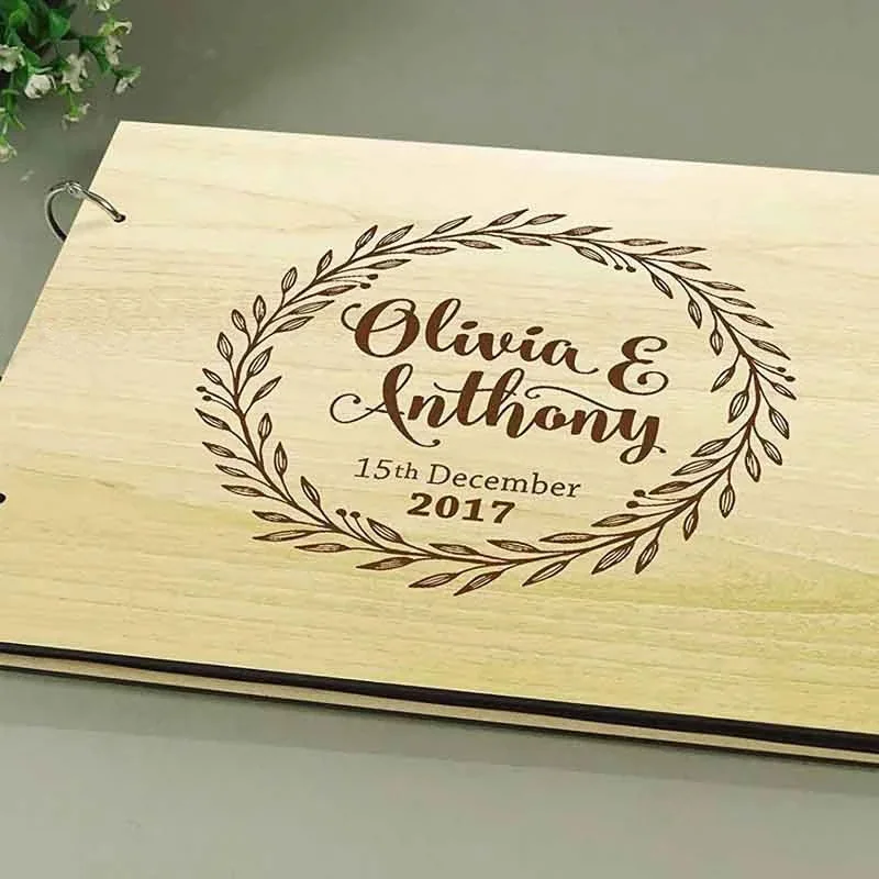Пользовательская Гостевая книга деревенская Свадебная фотоальбомы деревянная