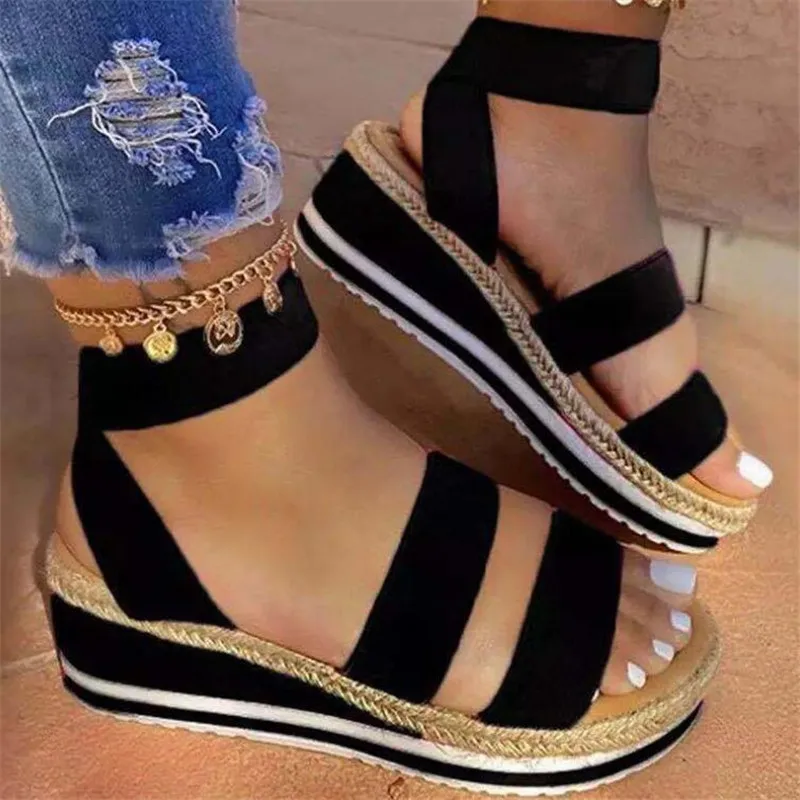 

Large size slope heel platform women's sandals summer fashion platform sandals womens shoes casual bottom women slides slippers