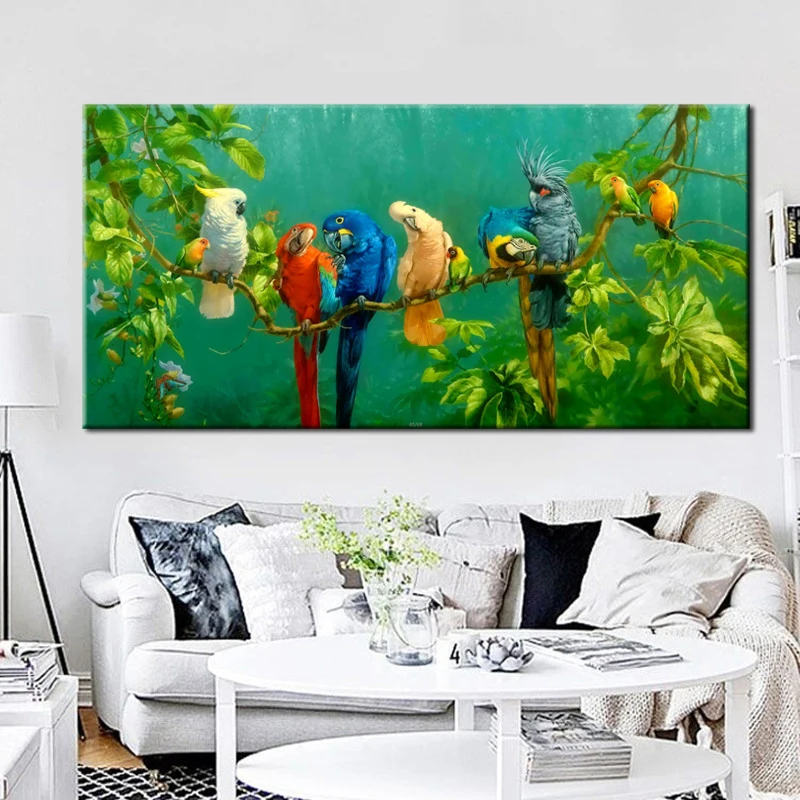 

Colourful Parrots Canvas Painting Art Poster Print Poster Wall Art Picture for Living Room Home Decor Cuadros