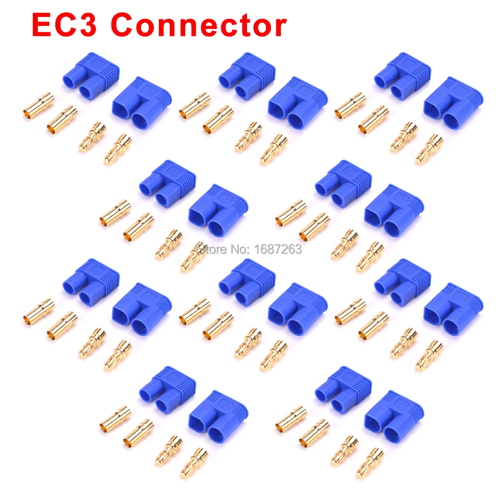 10pairs EC3 10 пар XT30 XT30U XT60 XT60H XT90 EC2 EC3 EC5 T разъем батареи набор мужской женский Позолоченный разъем типа "банан" для RC частей - Цвет: 10pairs EC3