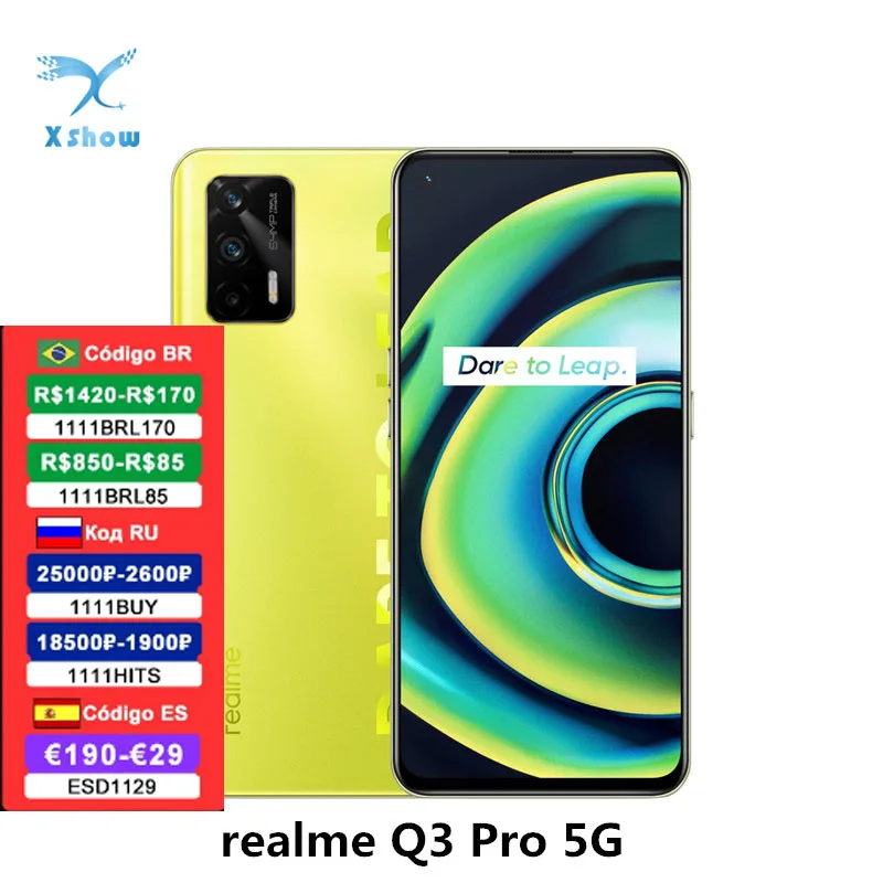 

Original Realme Q3 Pro 5G Mobile Phone 128GB 6.43"AMOLED 120Hz Refresh Rate Dimensity 1100 Octa Core 30W Fast Charge 64MP OTA