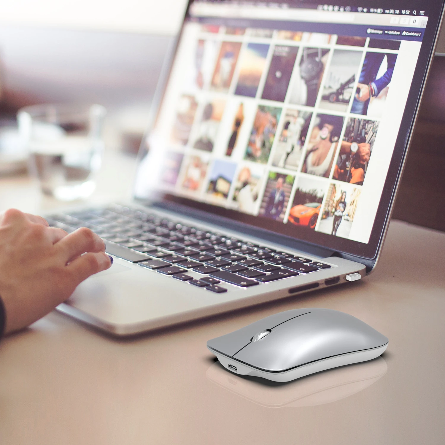 Мышь беспроводная CHYI Bluetooth 5 0/3 0 + 2 4 ГГц бесшумная перезаряжаемая 1600 точек/дюйм