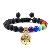 tibetan buddhist natural stone tree of life bracelet hot 7 chakra healing bead braided rope bracelet adjustable bangles jewelry