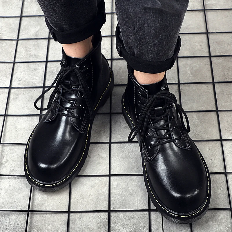 

2021 winter new male Martin boots fashion casual men shoes women's shoes female Martin boots couple boots leather high-top shoes