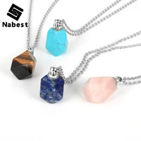women men natural stone essential oil diffuser perfume bottle necklace tiger eye pendant stainless steel sweater chain jewelry