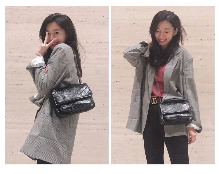 Женская сумка мессенджер из натуральной кожи с V образным вырезом|Сумки ручками| |