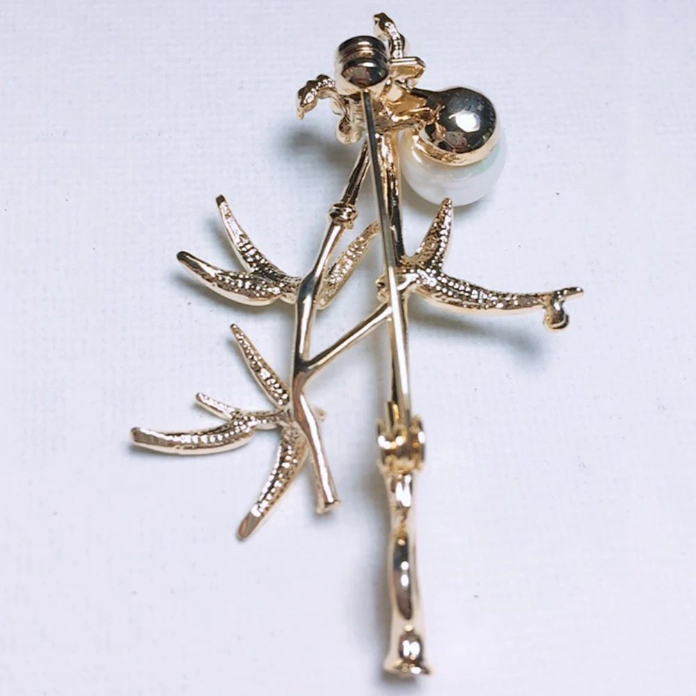 Унисекс Стразы искусственный жемчуг инкрустированные эмаль бамбук брошь с