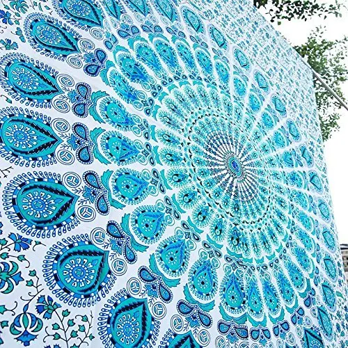 

Indian Hippie Bohemian Psychedelic Peacock Mandala Wall Hanging Tapiz Home Decoration Accessories Decoration Mural Beach Mat