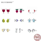 Серьги-гвоздики из стерлингового серебра 925 пробы для женщин, классические серьги с фруктами в виде животных, продвинутые женские ювелирные аксессуары, подарок