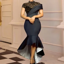 Elegant Black Mermaid Party Dress Women Sexy See-Though Mesh Lace Bodycon Long Christmas Dresses Ruffles Patchwork Maxi Robe (1)