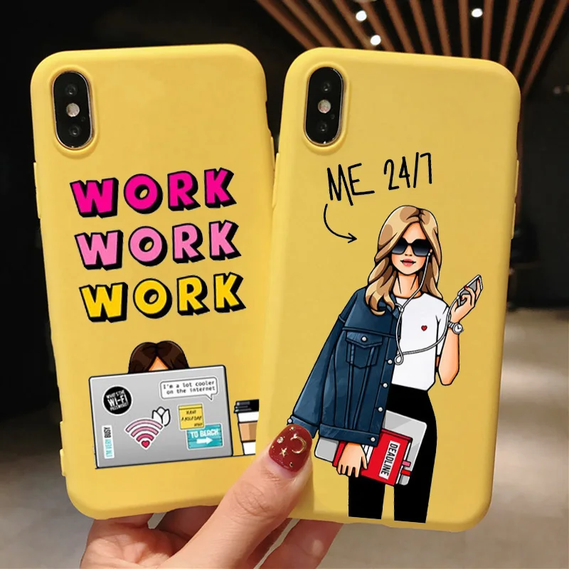 Модный жесткий чехол для телефона из ТПУ с девушкой и боссом iPhone 12pro 11Pro Max X XR XS 8 7 6s