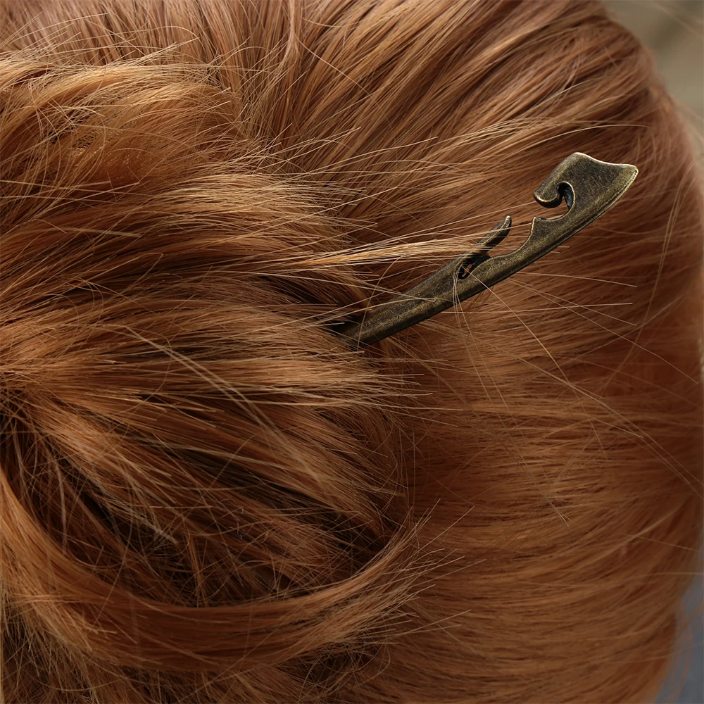 Fashion Bronze Vintage Hair Clip Metallic Metal Stick Curved Fork Hairpin Styling Tools Accessories | Красота и здоровье