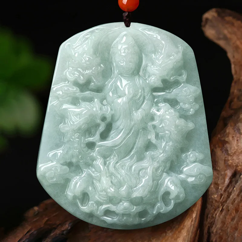 Colgante de jadeíta Natural para hombre y mujer, joya de jadeíta con diseño de diosa de la Mercy y, colgante tallado, accesorios de moda