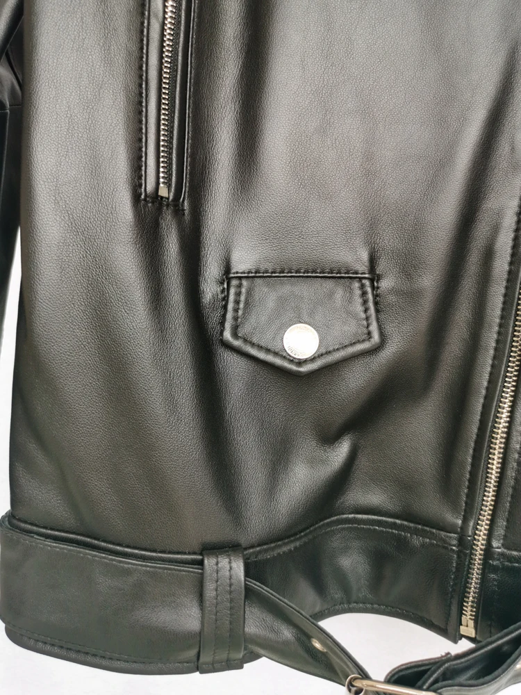 Maplesteed-Chaqueta de piel 100% para mujer, abrigo de piel de oveja Natural sueltos y suaves, largo, piel auténtica, gran tamaño, busto, 100-116cm, M488, otoño